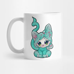 Cutest Kawaii Teal Kitten Mug